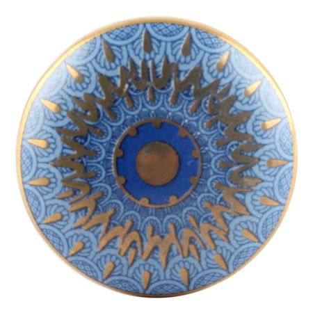 Slate Blue Ceramic Floral Wine Stopper